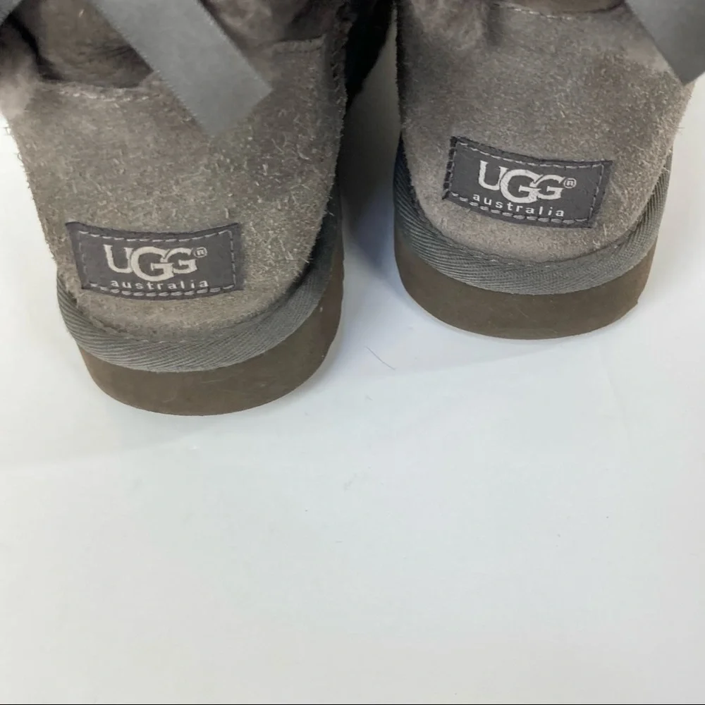 UGG Bailey Bow‎ Gray Genuine Shearling Tall Boots Women’s Sz 7